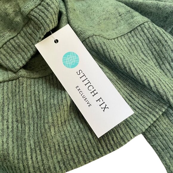 NWT Bobeau Elissa Ribbed Trim Open Front Lightweight Cardigan Petite Small Green - Picture 12 of 12